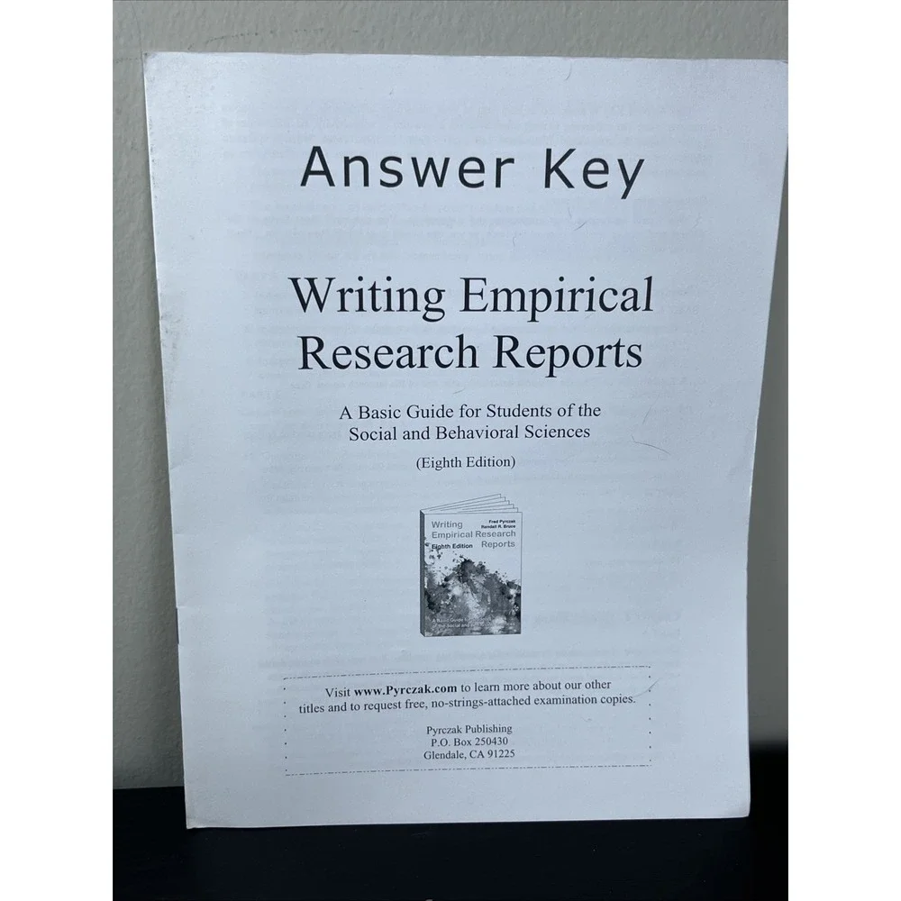 Writing Empirical‎ Research Reports Pyrczak Galvan Paperback Research Methods